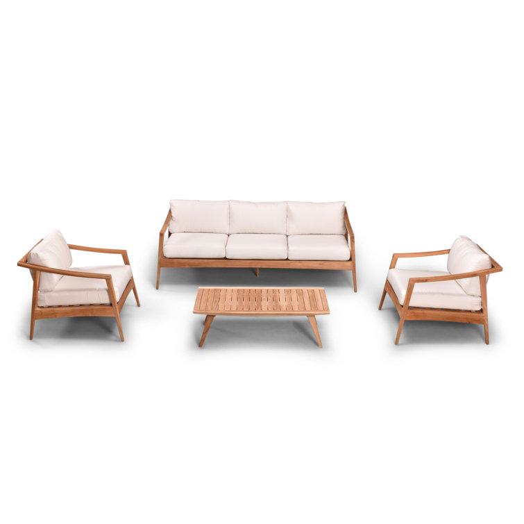 Harmonia Living Tango Outdoor 4 Piece Teak Conversation Set with